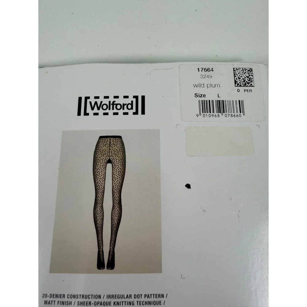 Wolford Sweet Dots Tights Wild Plum Irregular Dot Pattern 20 Denier Matte Large